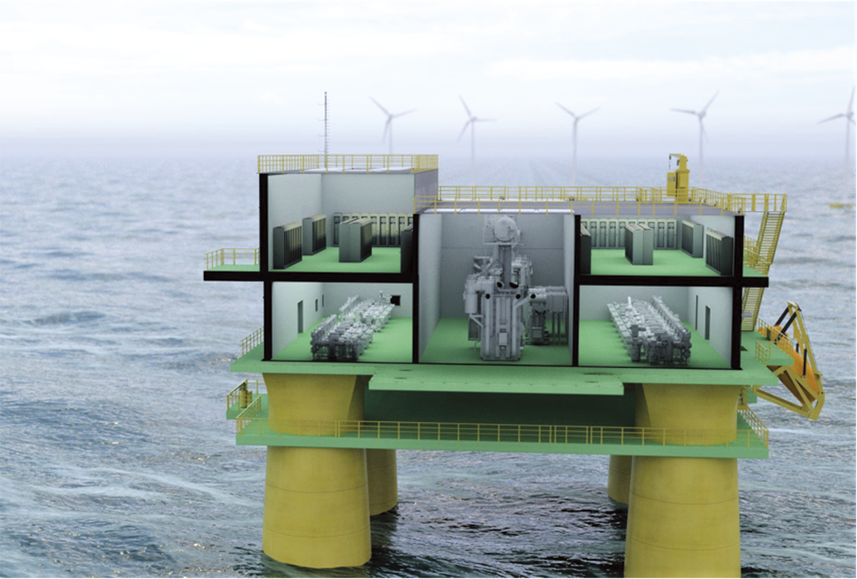 ［07］洋上風力発電所の浮体式集電変電所の例