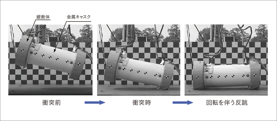 ［05］HDP-69B型スケールモデル傾斜落下実証試験状況（床面衝突時）